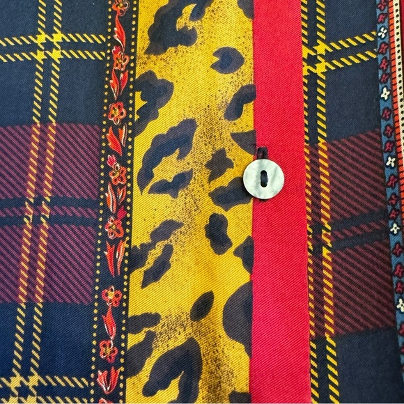 Vintage Silk Blouse Cheetah Floral Animal Print Size 8 MADE KOREA - Picture 14 of 15